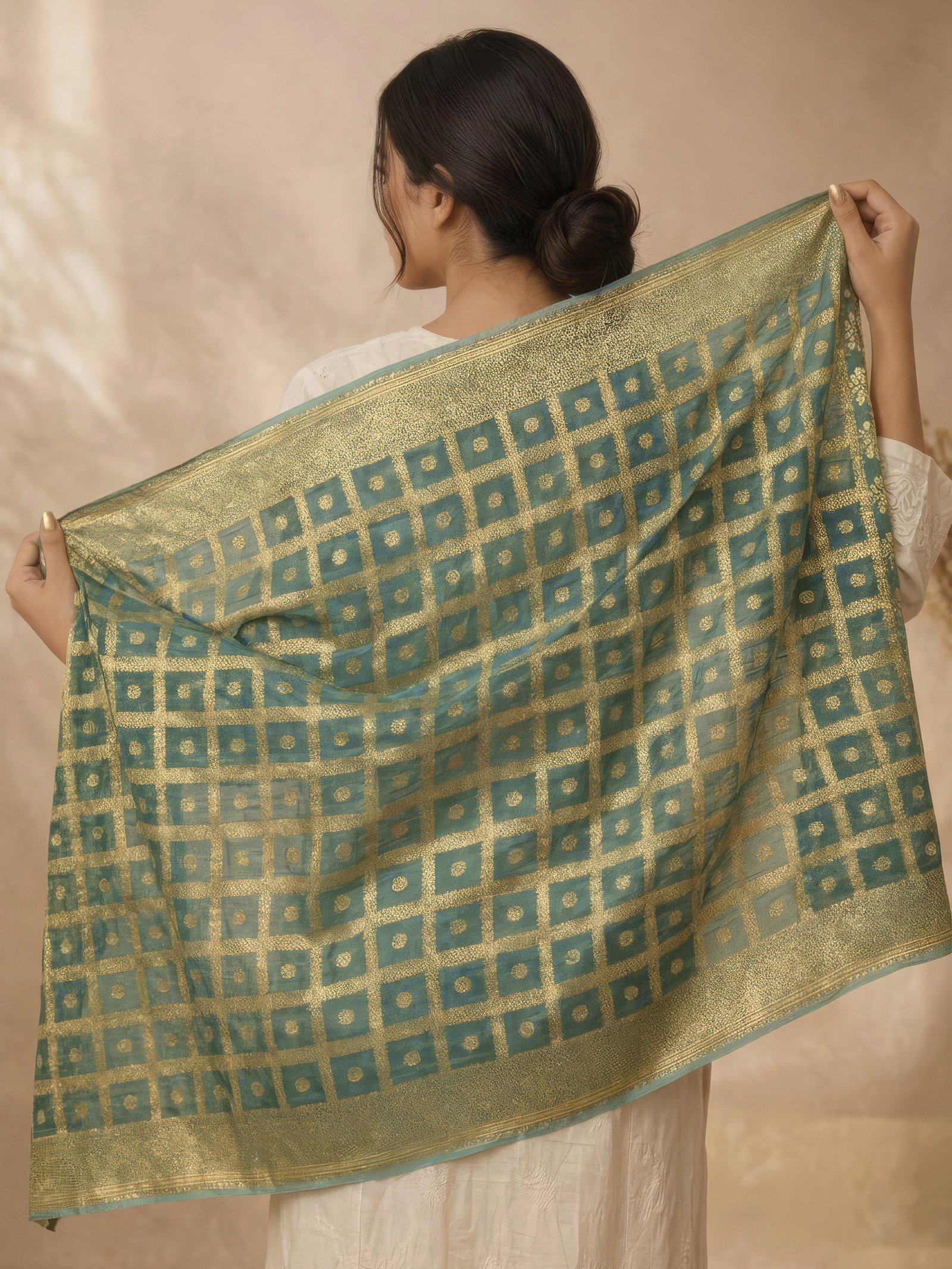 Teal Banarasi Scarf
