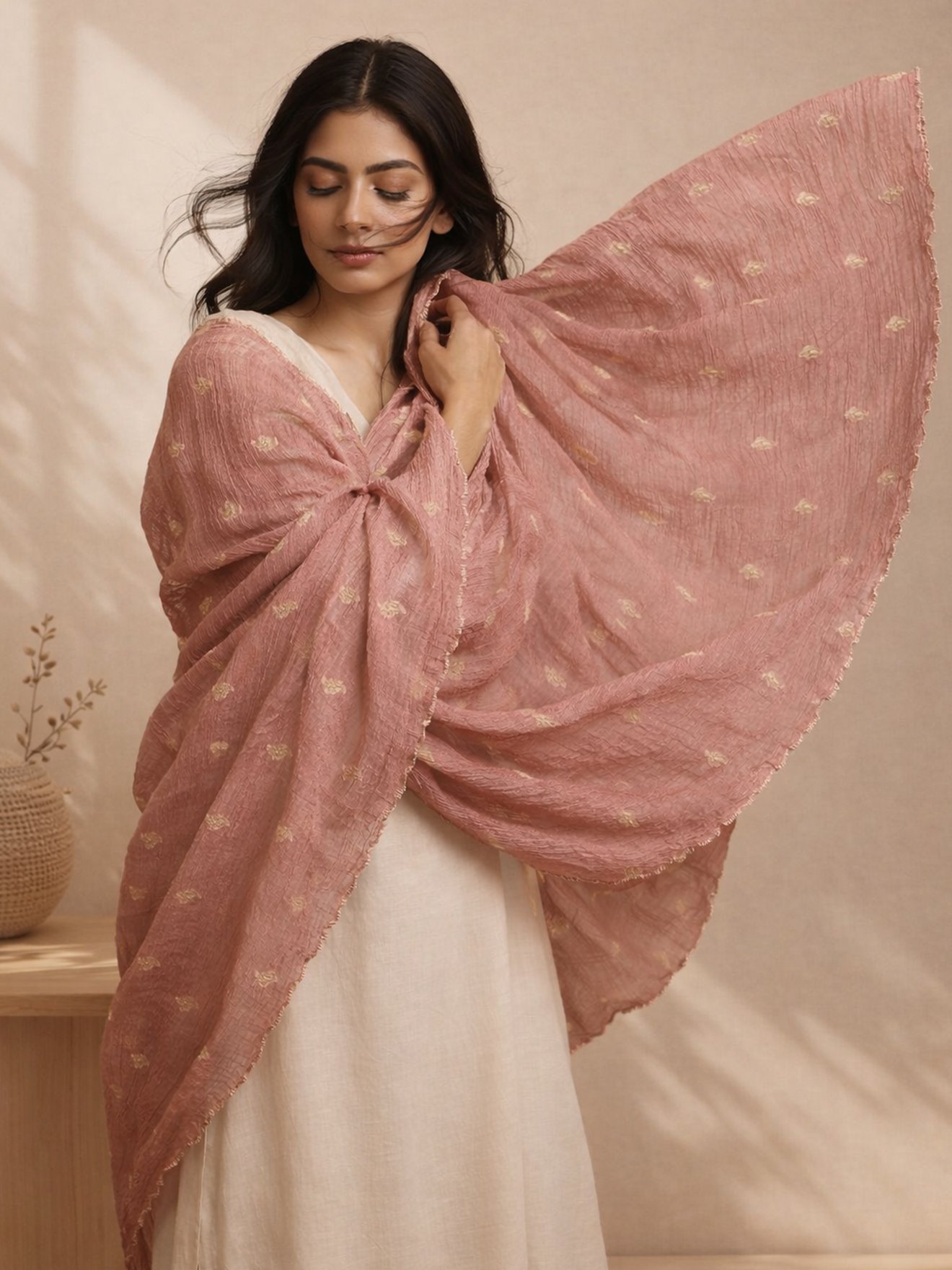 Rose Crush Zari Dupatta