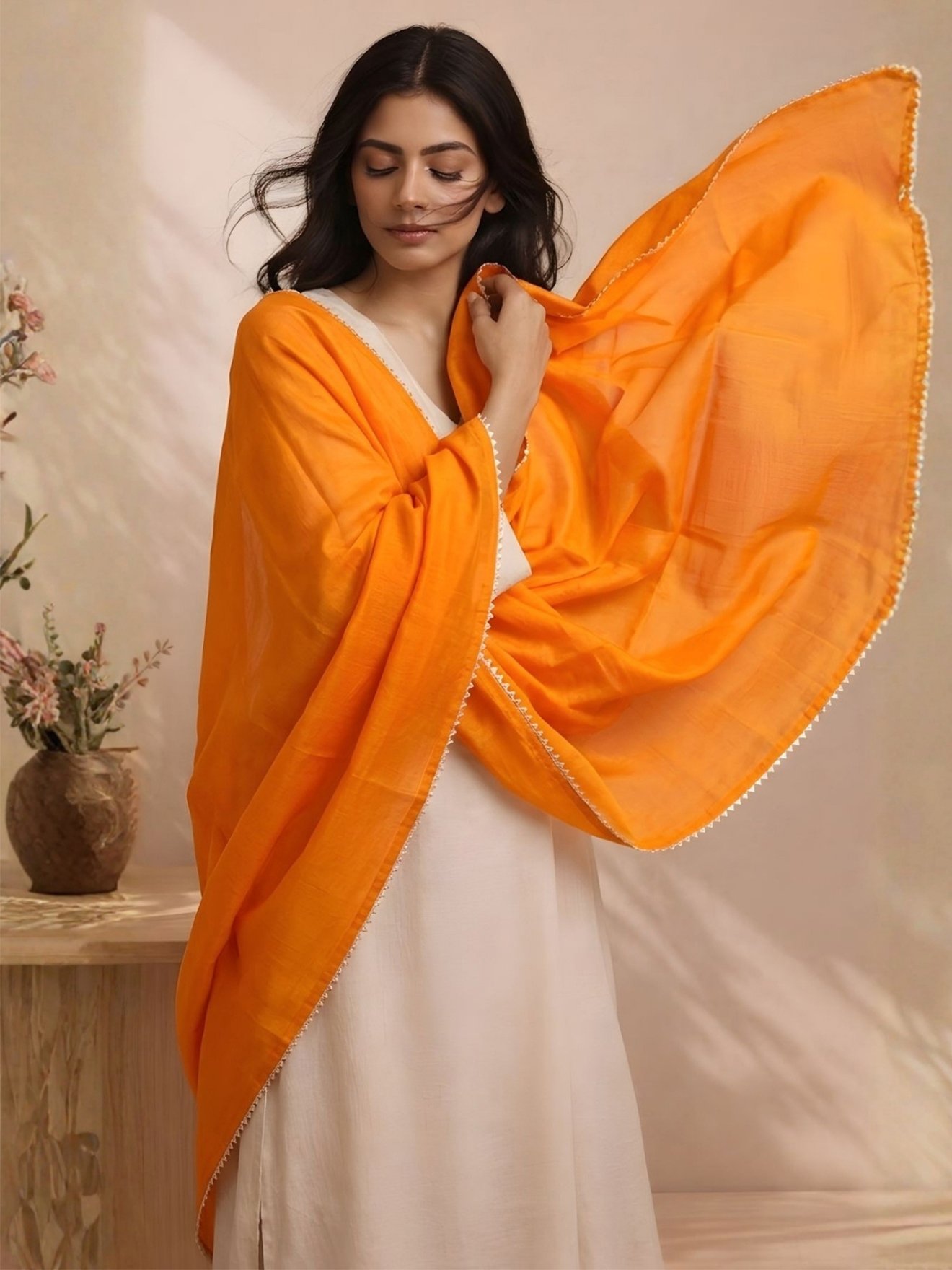Marigold Chanderi Dupatta