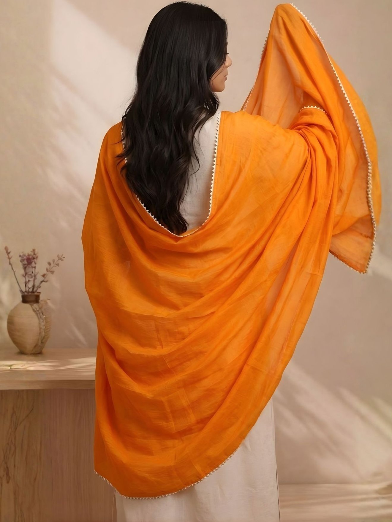 Marigold Chanderi Dupatta
