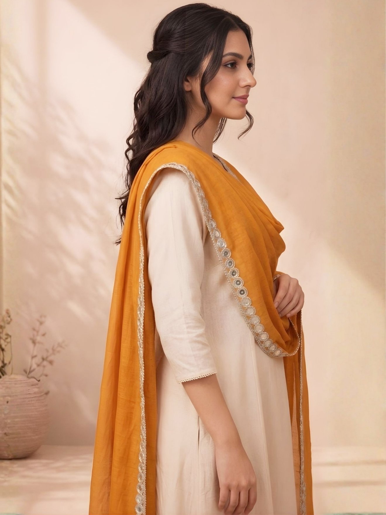 Saffron Bloom Dupatta