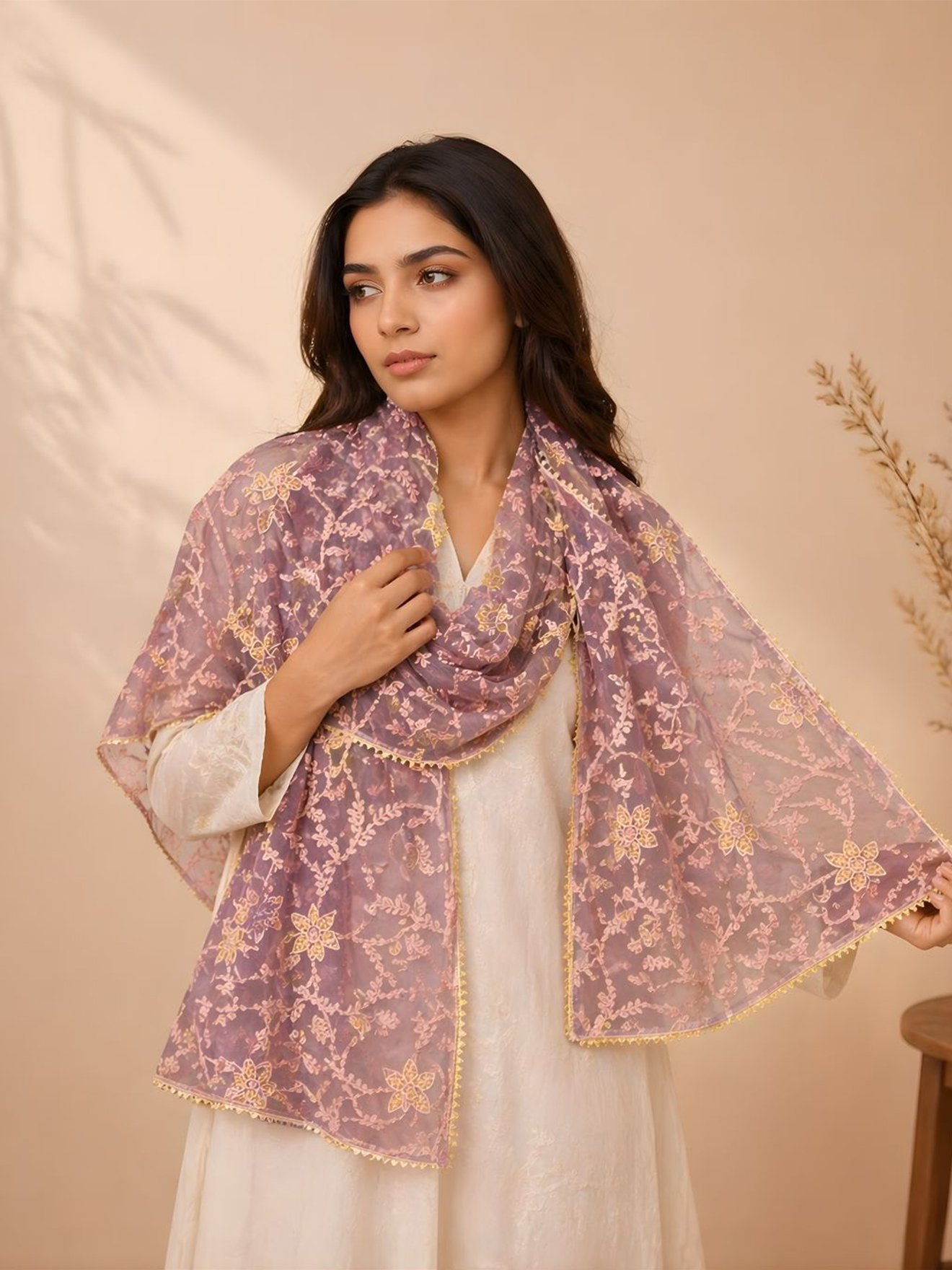 Dusty Mauve Net Scarf