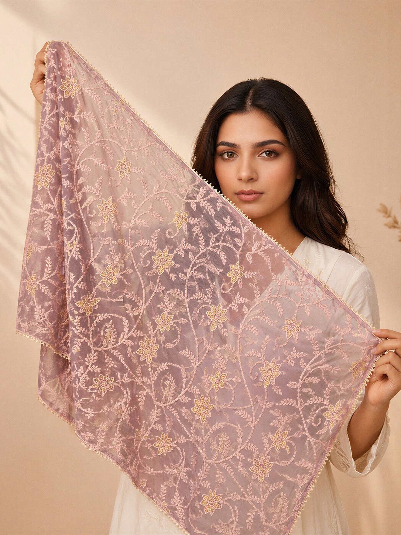 Dusty Mauve Net Scarf