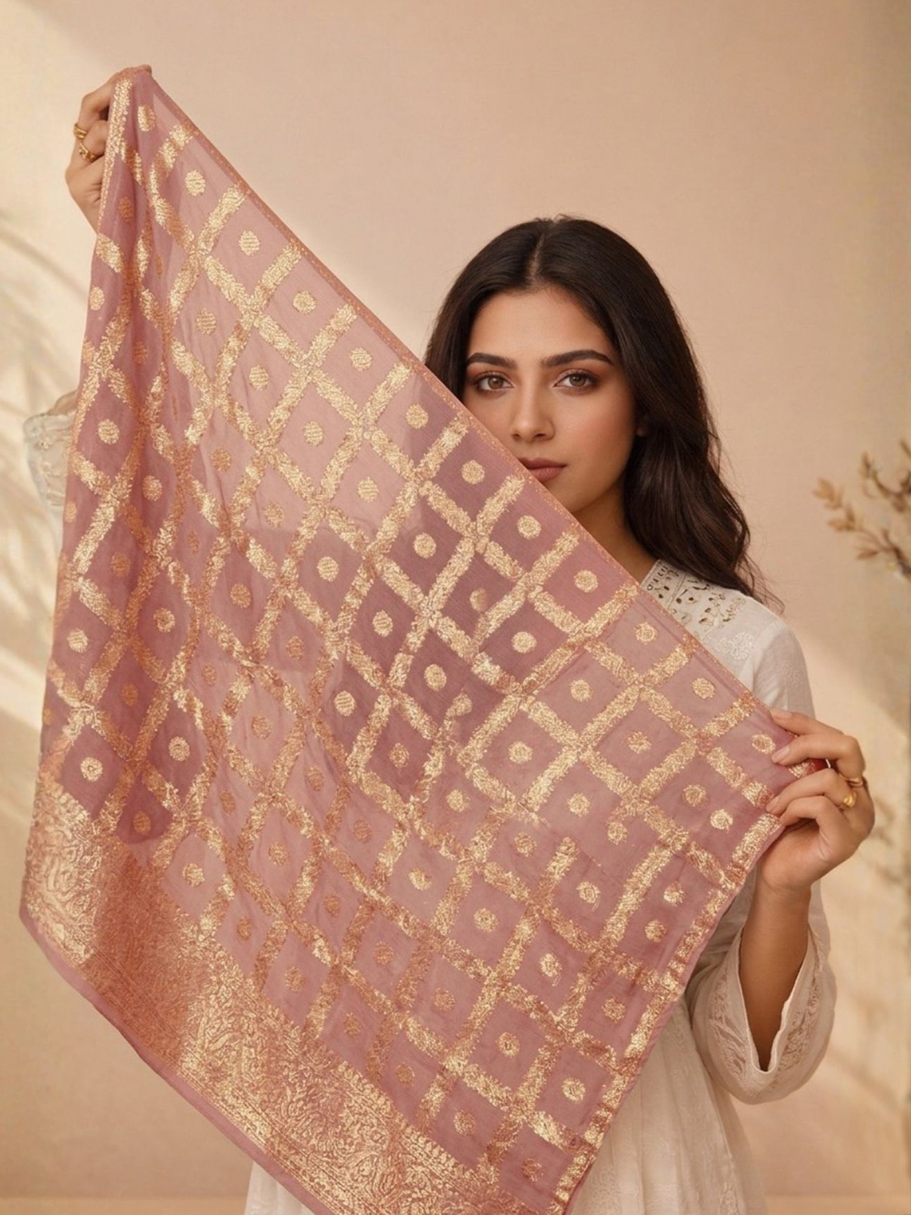Blush Plum Banarasi Scarf
