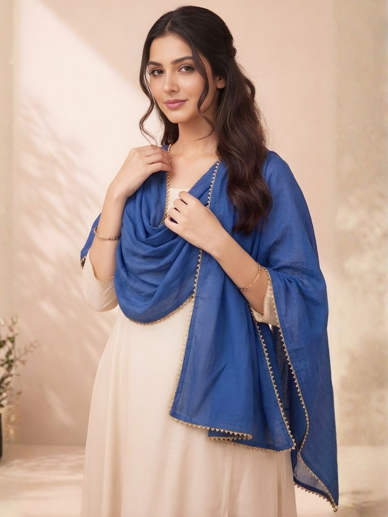 Royal Blue Chanderi Stole