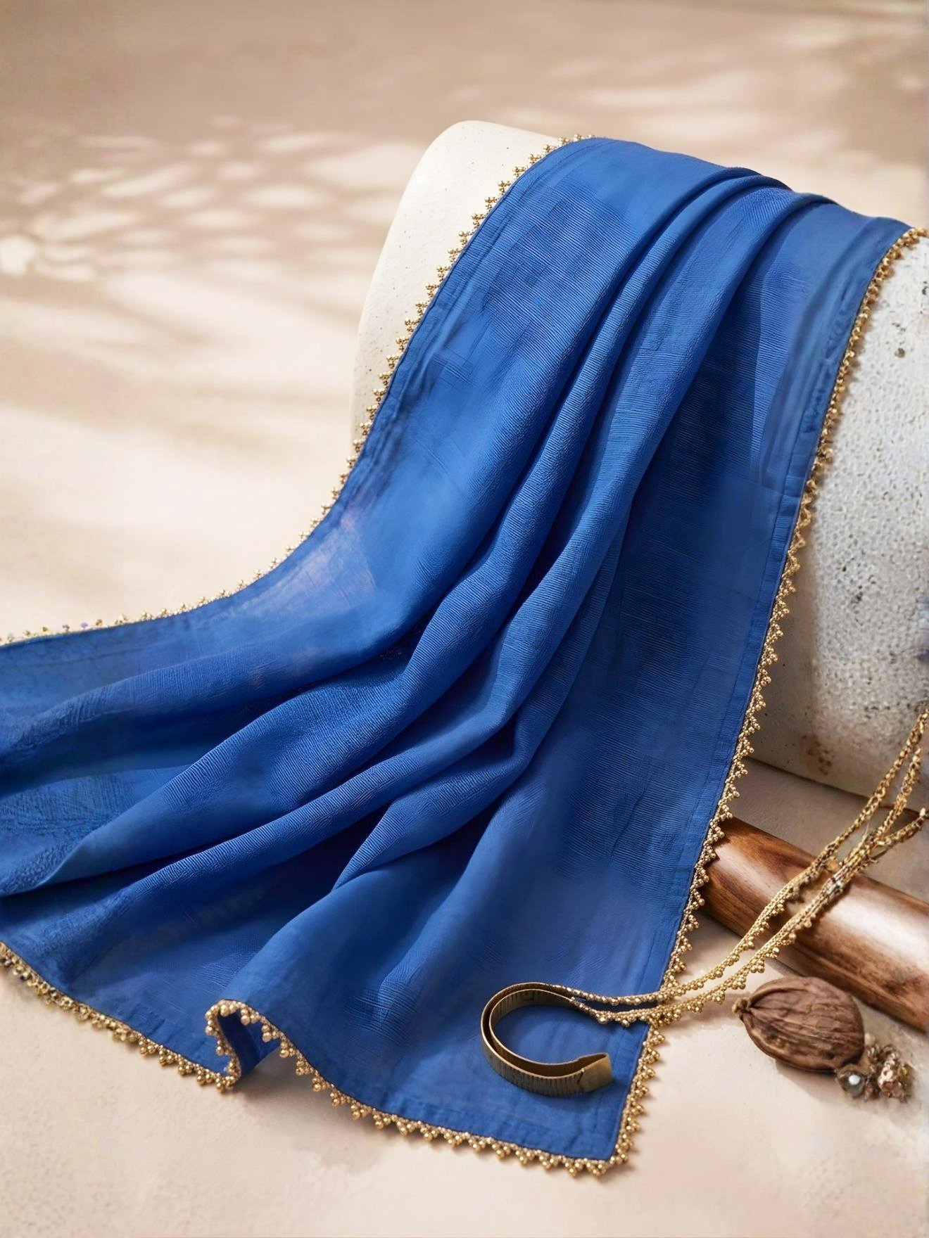 Royal Blue Chanderi Stole