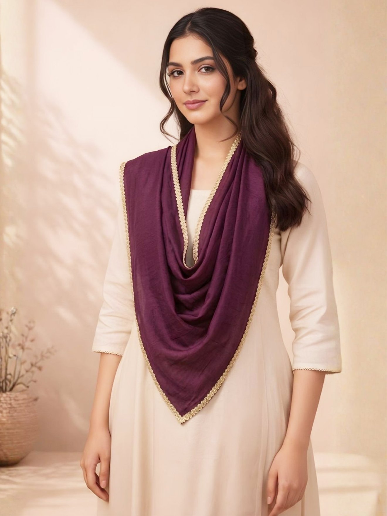 Wine Royale Chanderi Stole