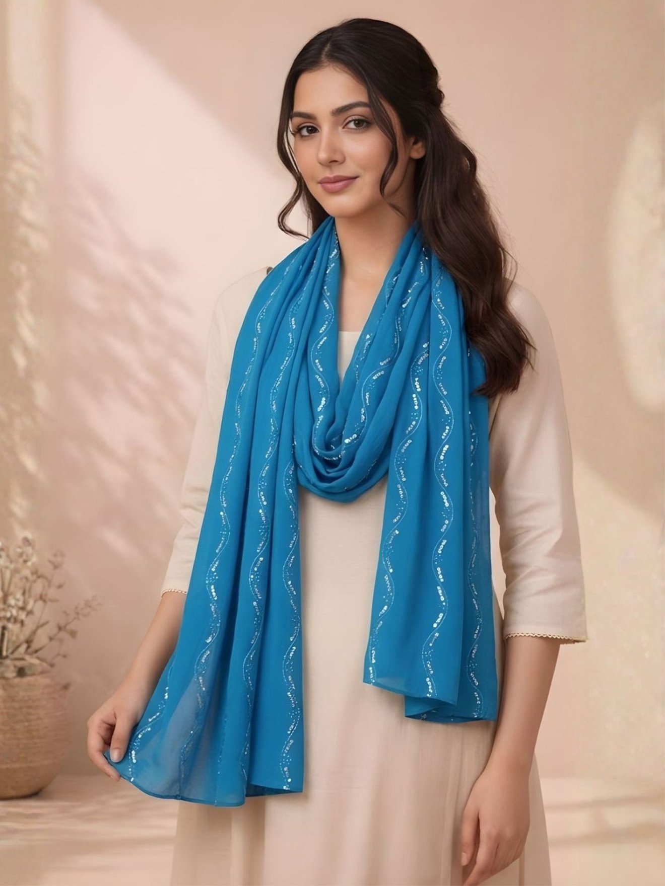 Azure Wave Sequin Stole