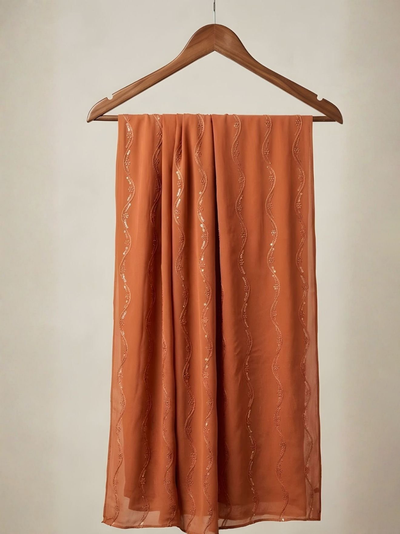 Terracotta Wave Sequin Stole