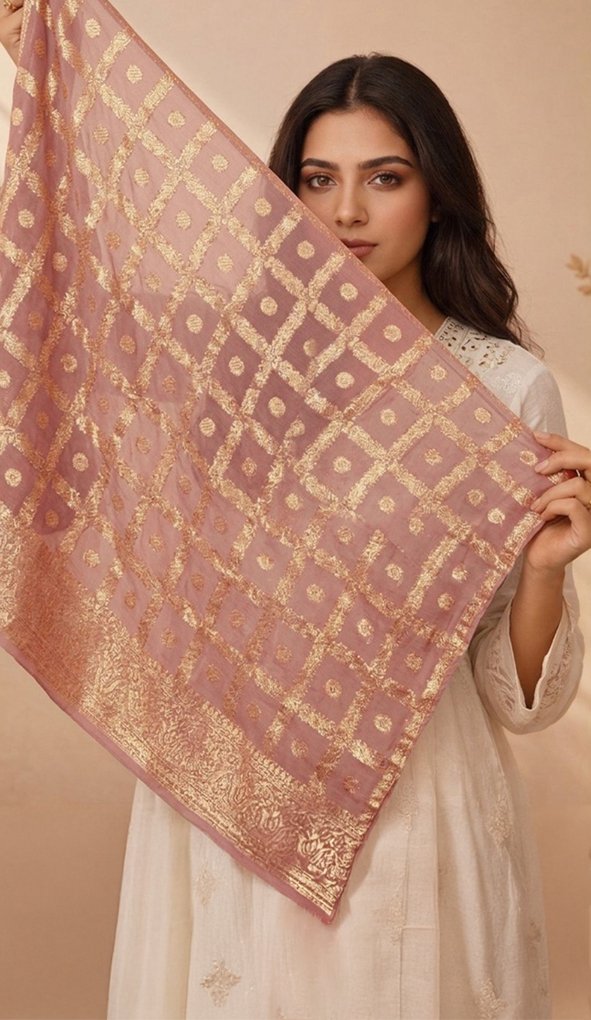 Blush Plum Banarasi Scarf