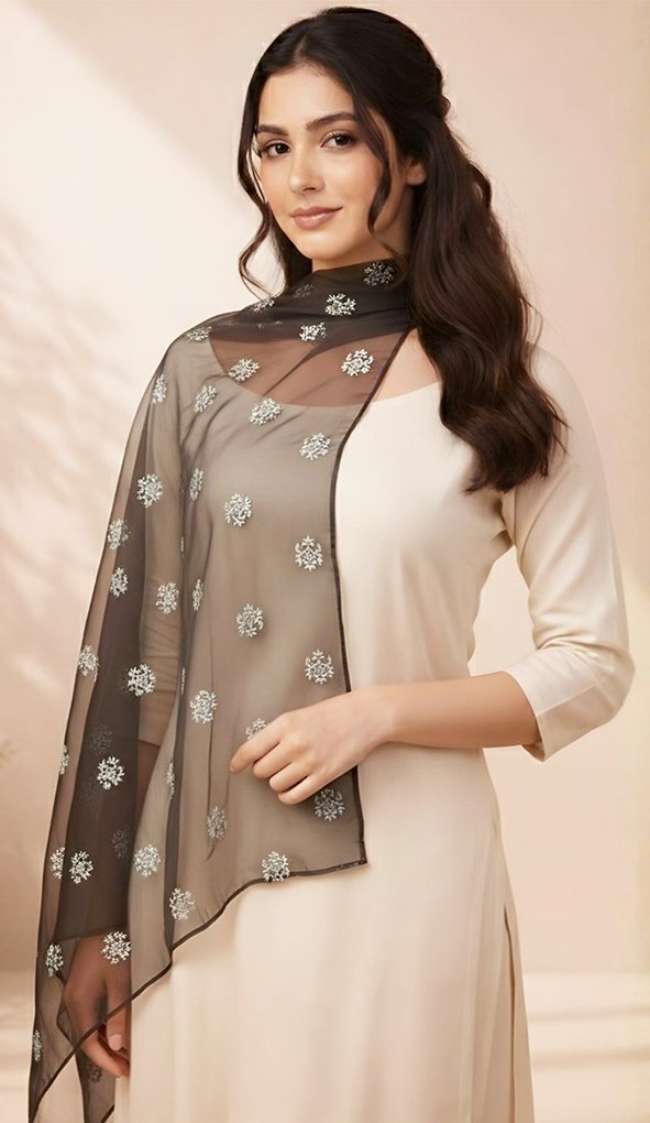 Espresso Chanderi Stole