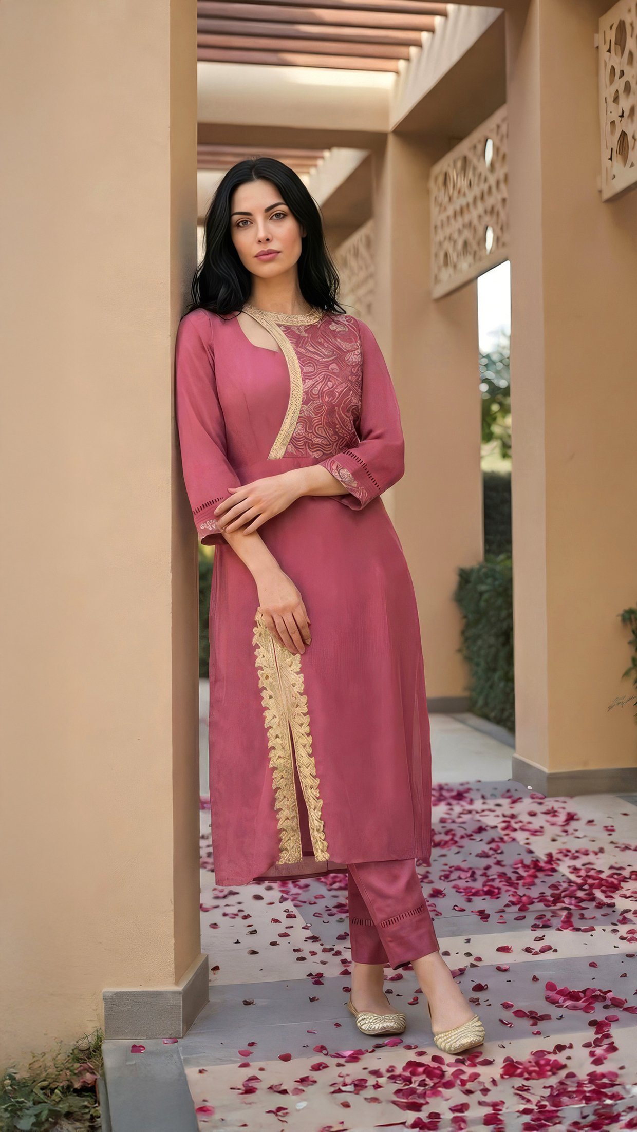 Fashion Model in Pink Outfit